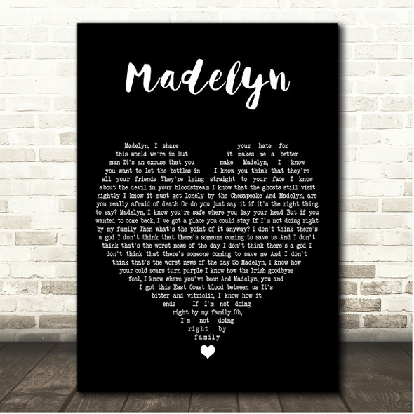 The Wonder Years Madelyn Black Heart Song Lyric Print