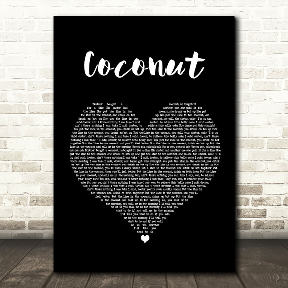 Harry Nilsson Coconut Black Heart Song Lyric Print