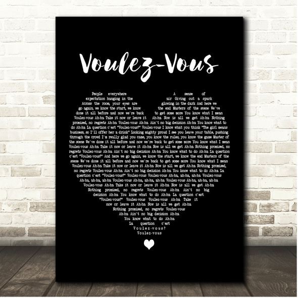 ABBA Voulez-Vous Black Heart Song Lyric Print