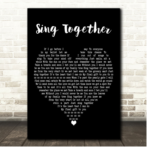 Train Sing Together Black Heart Song Lyric Print