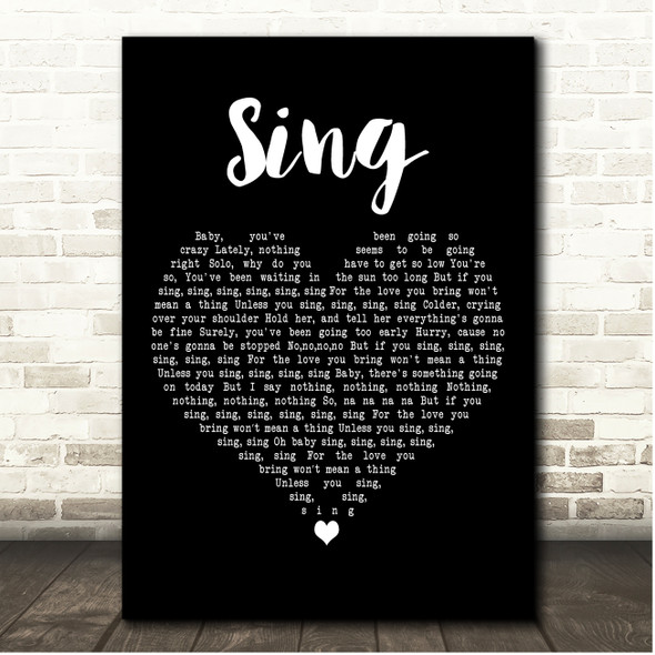 Travis Sing Black Heart Song Lyric Print