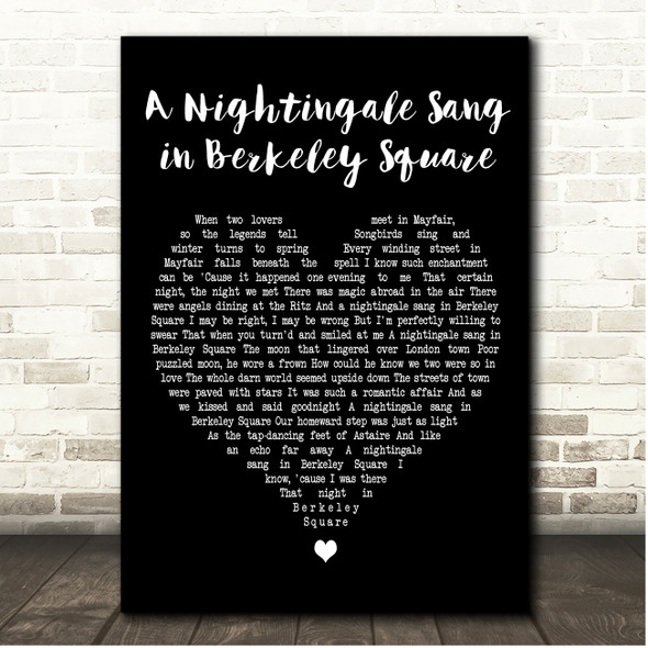 Vera Lynn A Nightingale Sang in Berkeley Square Black Heart Song Lyric Print