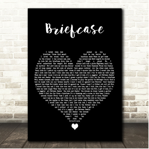 Walker Hayes Briefcase Black Heart Song Lyric Print