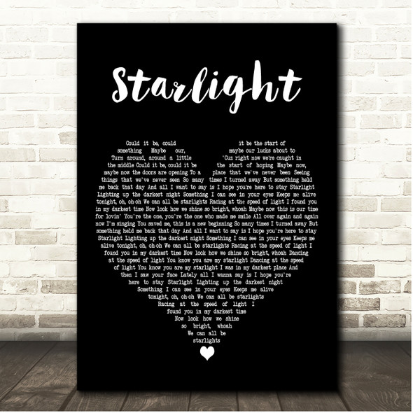 Westlife Starlight Black Heart Song Lyric Print