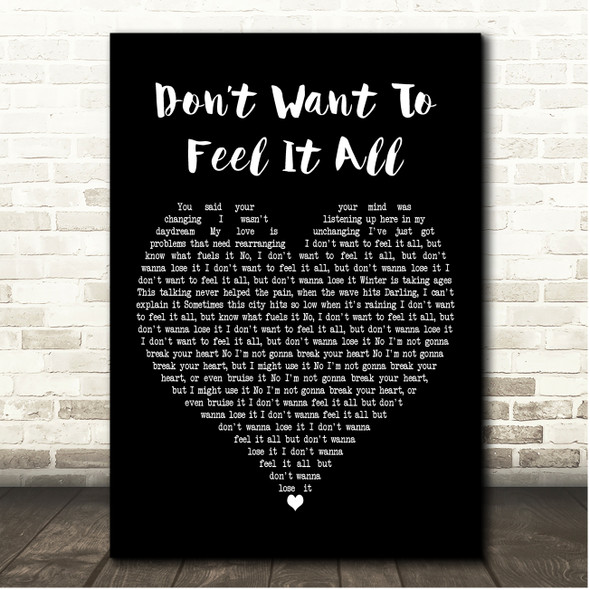 White Lies Dont Want to Feel It All Black Heart Song Lyric Print