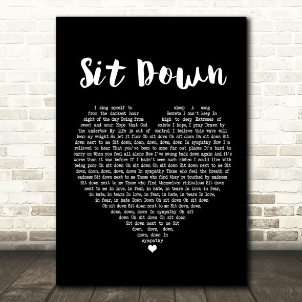 James Sit Down Black Heart Song Lyric Print