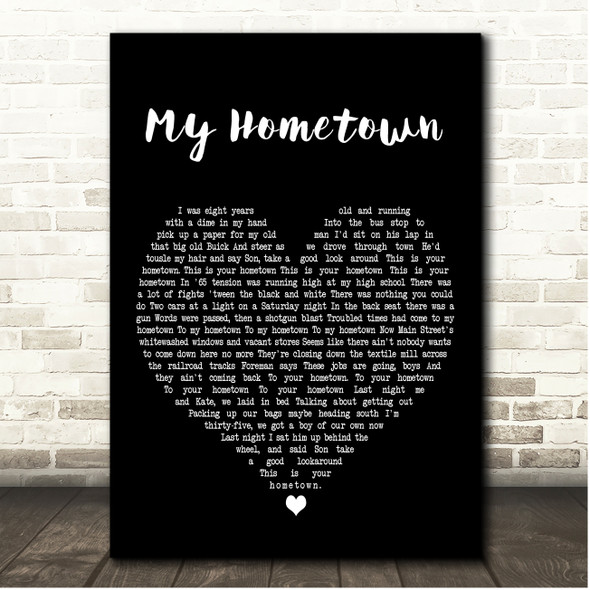 Bruce Springsteen My Hometown Black Heart Song Lyric Print