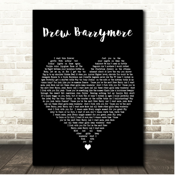 Bryce Vine Drew Barrymore Black Heart Song Lyric Print