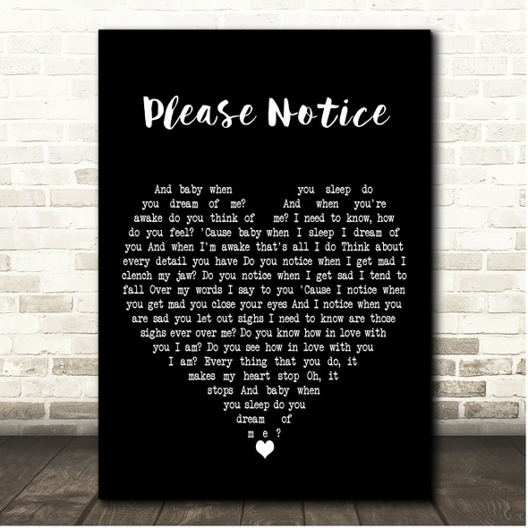 Christian Akridge Please Notice Black Heart Song Lyric Print