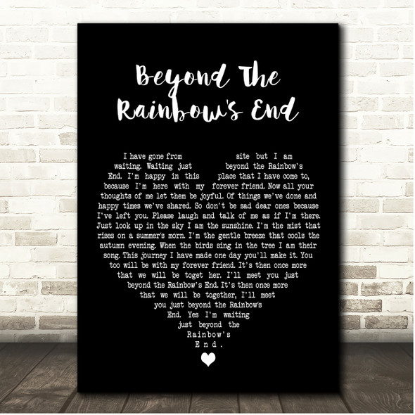 Daniel O'Donnell Beyond The Rainbow's End Black Heart Song Lyric Print