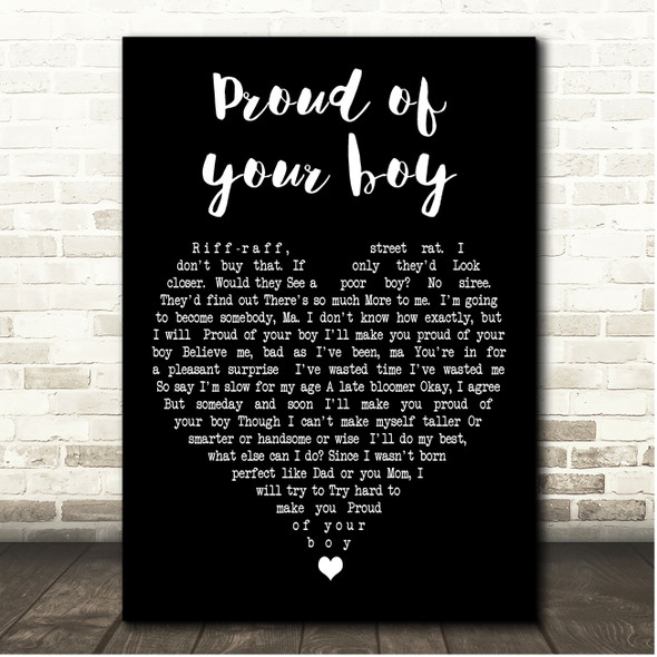 Disneys Aladdin Proud of your boy Black Heart Song Lyric Print