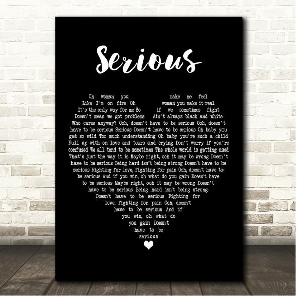 Duran Duran Serious Black Heart Song Lyric Print