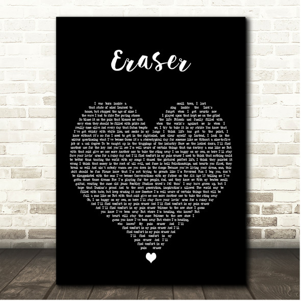 Ed Sheeran Eraser Black Heart Song Lyric Print