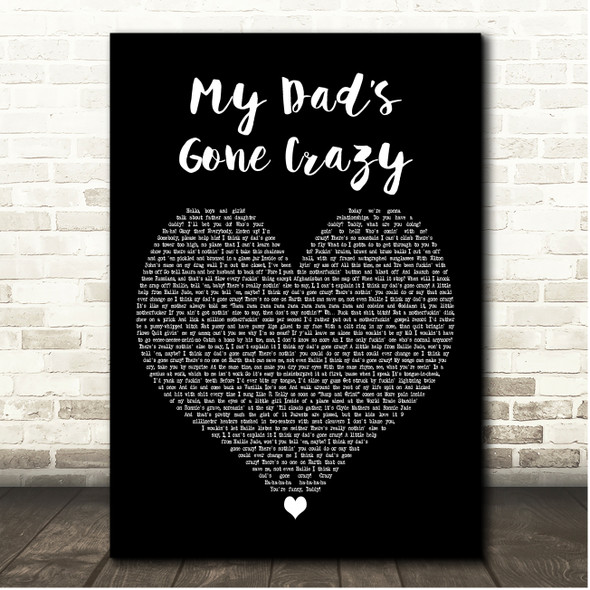 Eminem My Dads Gone Crazy Black Heart Song Lyric Print