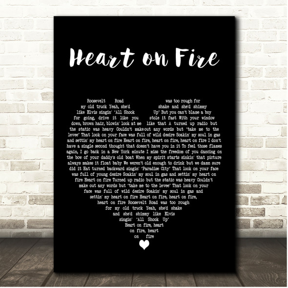 Eric Church Heart on Fire Black Heart Song Lyric Print