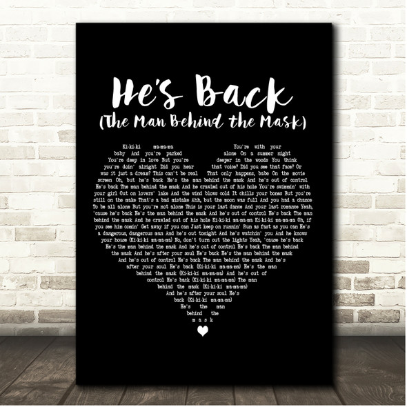 Alice Cooper Hes Back (The Man Behind the Mask) Black Heart Song Lyric Print