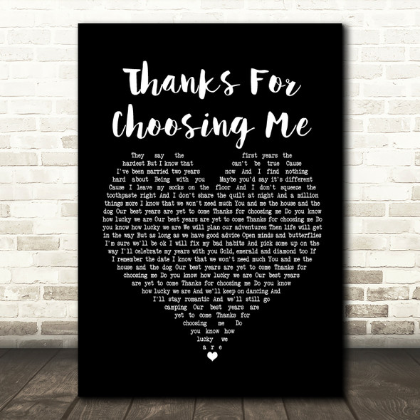 Lucy Spraggan Thanks For Choosing Me Black Heart Song Lyric Print