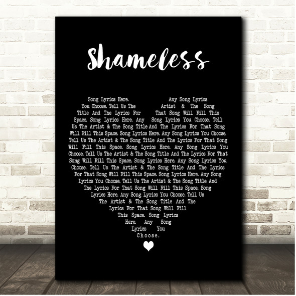 Garth Brooks Shameless Black Heart Song Lyric Print