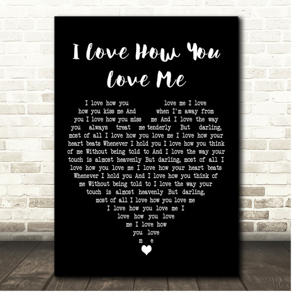 Glen Campbell I Love How You Love Me Black Heart Song Lyric Print