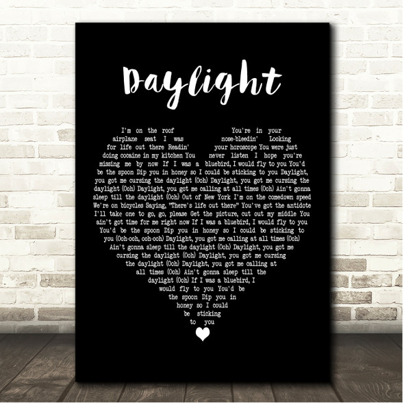 Harry Styles Daylight Black Heart Song Lyric Print