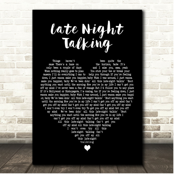 Harry Styles Late Night Talking Black Heart Song Lyric Print