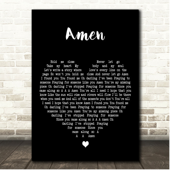 John Adams Amen Black Heart Song Lyric Print