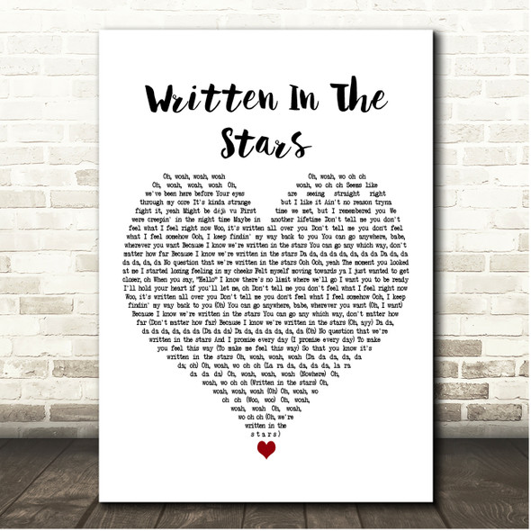 John Legend & WENDY Written In The Stars White Heart Song Lyric Print