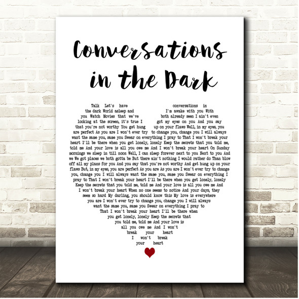 John Legend Conversations In The Dark White Heart Song Lyric Print