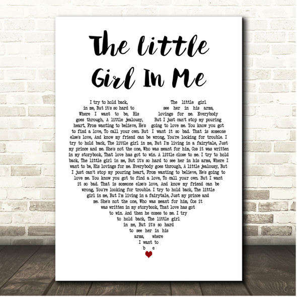 Judy Cheeks The Little Girl In Me White Heart Song Lyric Print