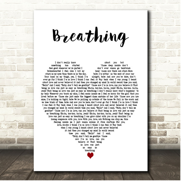 Anne-Marie Breathing White Heart Song Lyric Print