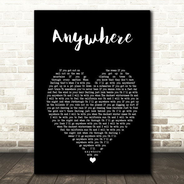 Passenger Anywhere Black Heart Song Lyric Print
