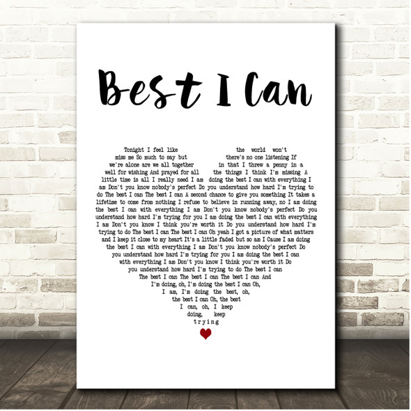 Art Of Dying Best I Can White Heart Song Lyric Print