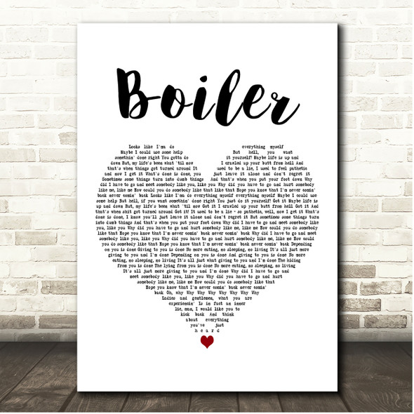 Limp Bizkit Boiler White Heart Song Lyric Print