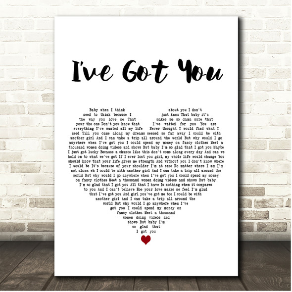 Marc Anthony Ive Got You White Heart Song Lyric Print
