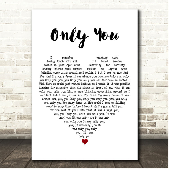 Markus Feehily Only You White Heart Song Lyric Print