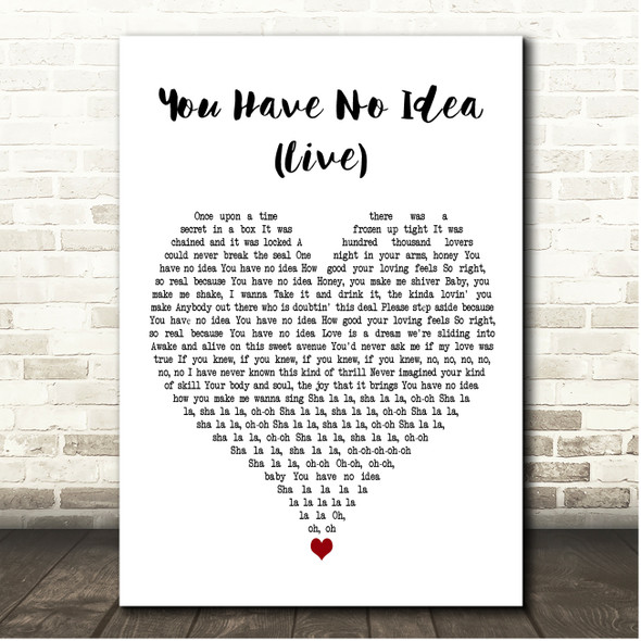 Melissa Etheridge You Have No Idea (Live) White Heart Song Lyric Print