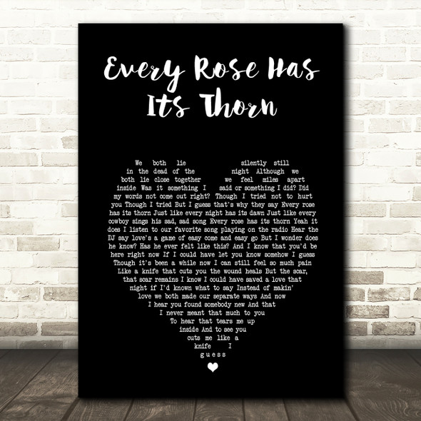 Poison Every Rose Has Its Thorn Black Heart Song Lyric Print