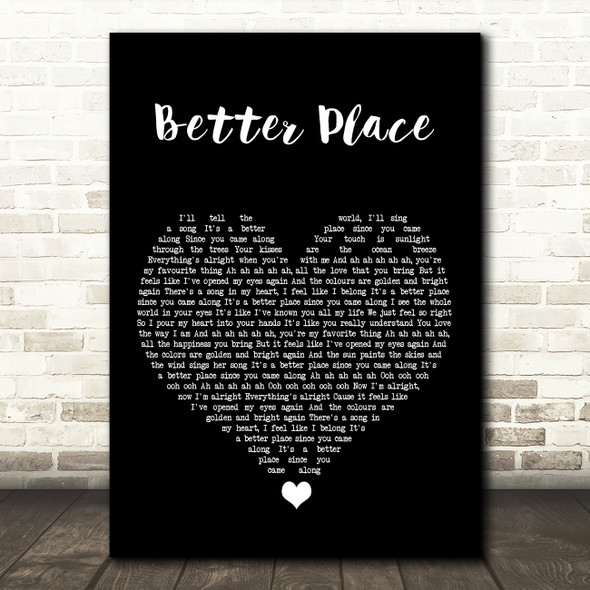 Rachel Platten Better Place Black Heart Song Lyric Print