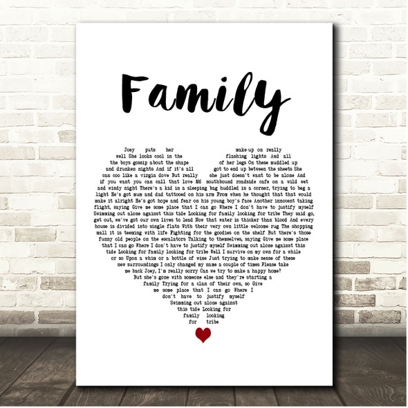 New Model Army Family White Heart Song Lyric Print