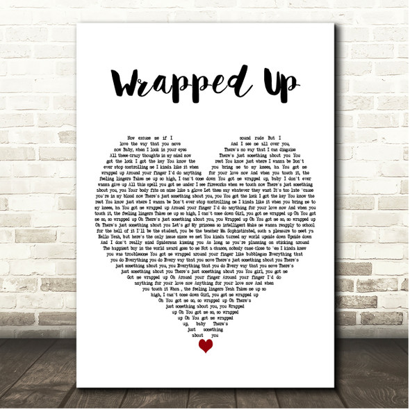 Olly Murs Wrapped Up White Heart Song Lyric Print