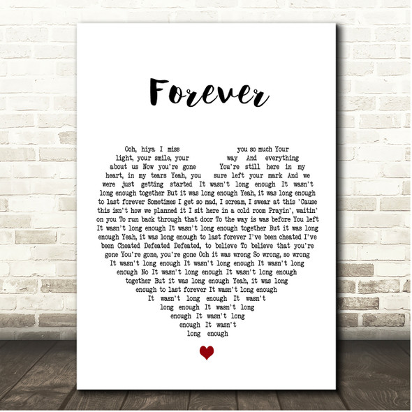 Rascal Flatts Forever White Heart Song Lyric Print