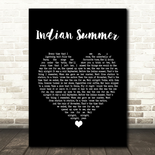 Stereophonics Indian Summer Black Heart Song Lyric Print