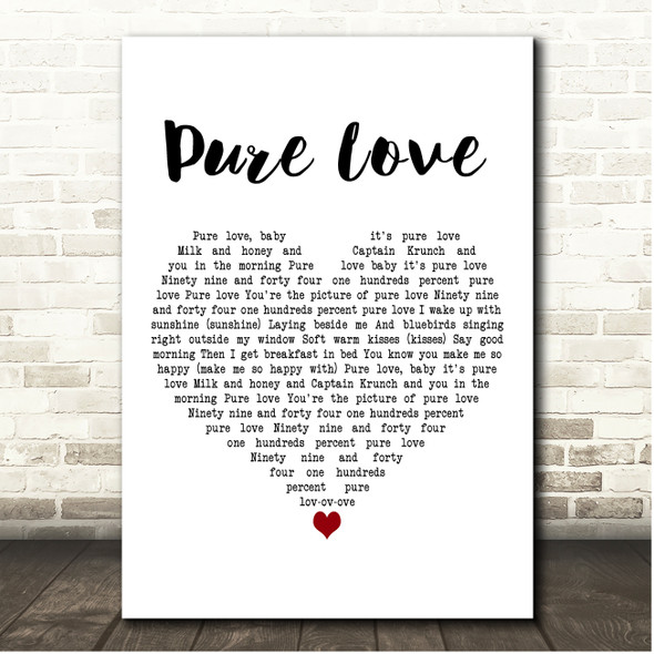 Ronnie Milsap Pure Love White Heart Song Lyric Print