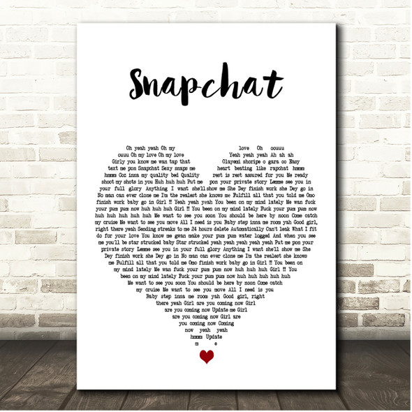 Ruger Snapchat White Heart Song Lyric Print