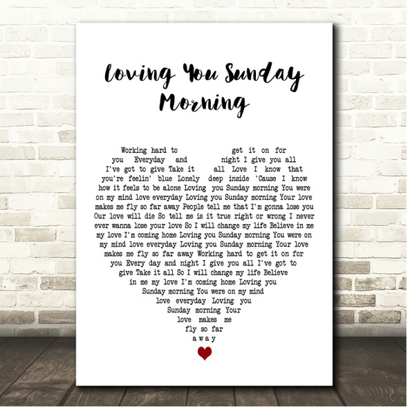 Scorpions Loving You Sunday Morning White Heart Song Lyric Print