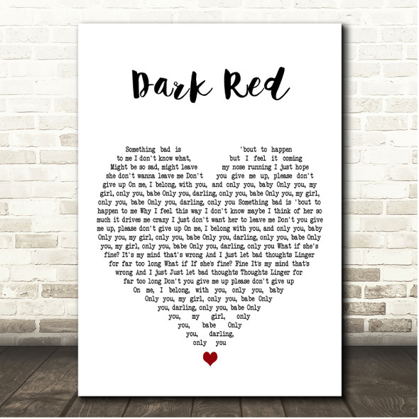 Steve Lacy Dark Red White Heart Song Lyric Print