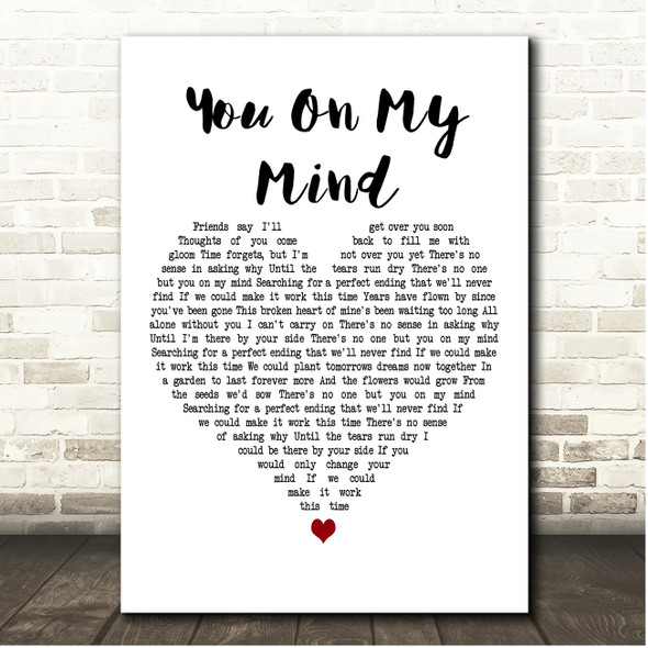 Swing Out Sister You On My Mind White Heart Song Lyric Print