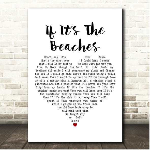 The Avett Brothers If Its The Beaches White Heart Song Lyric Print