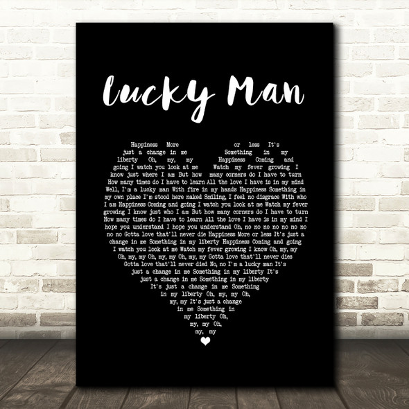 The Verve Lucky Man Black Heart Song Lyric Print