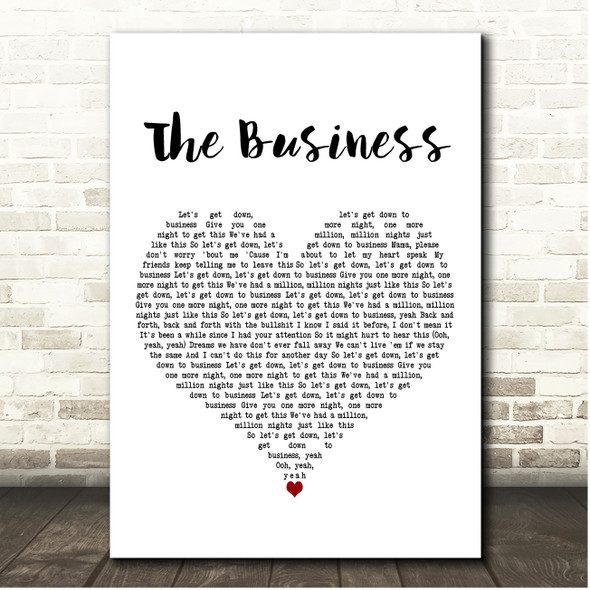Tiesto The Business White Heart Song Lyric Print